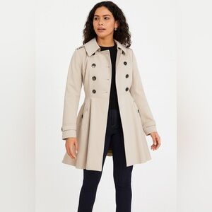 Ted Baker London Beige Trench Coat Size 2 Double Breasted Floral Lined Jacket